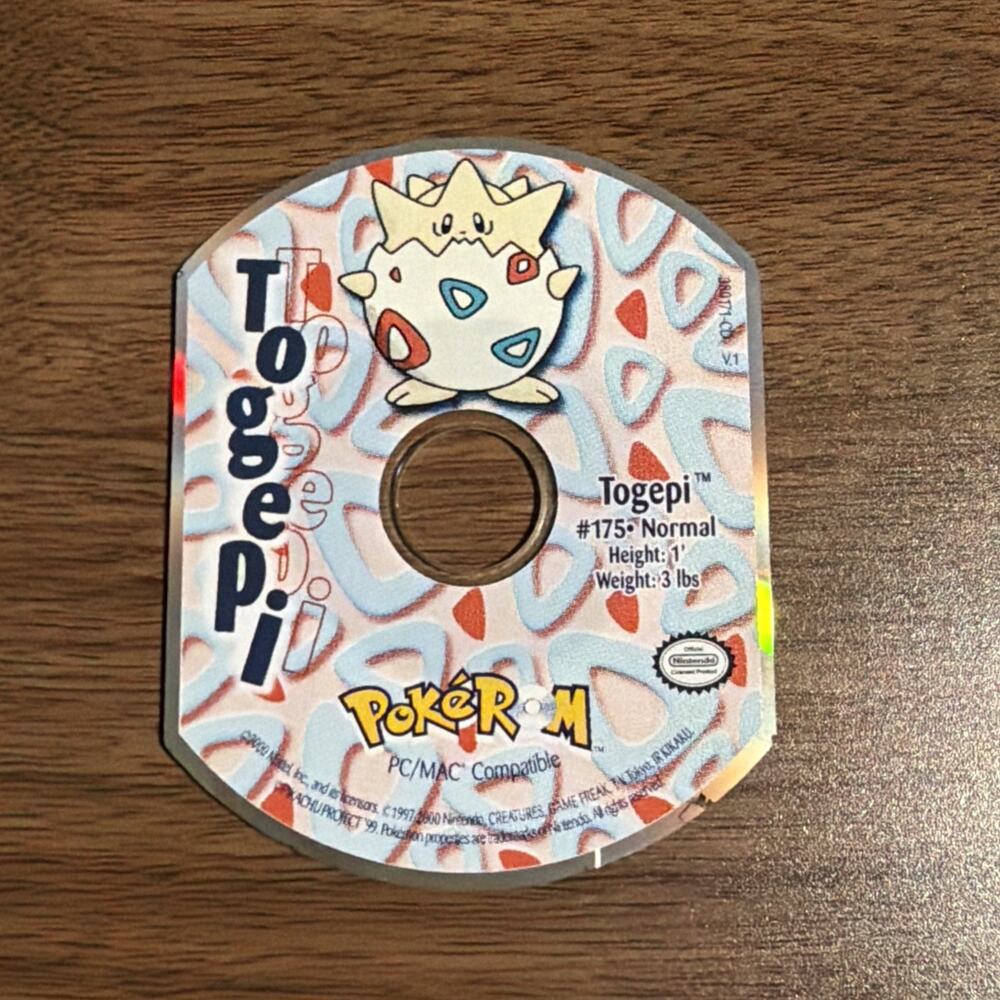 POKEMON - Mattel Pokerom Togepi #175 Miniature CD Rom (Disc Only) Vintage 2000